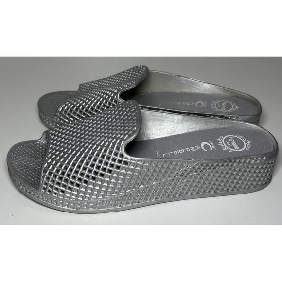 Jeffrey Campbell Havana Last Fling Jelly Wedge Sandal Silver Slides Size 9 Chic - Picture 2 of 9